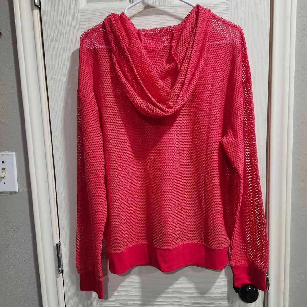 Savvi Pink Mesh Honeycomb Hoodie Womens XL Long Sleeve Active Layering Pullover - Picture 7 of 9
